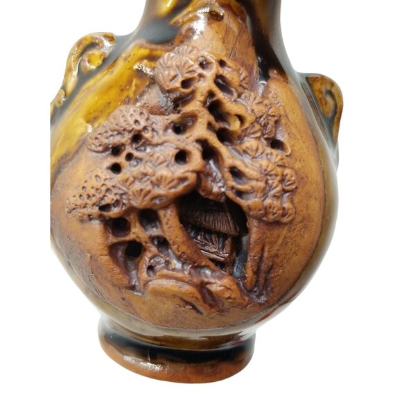Hand-Carved Japanese Ceramic Vase 3.25 Inches Tall - Picture 11 of 12